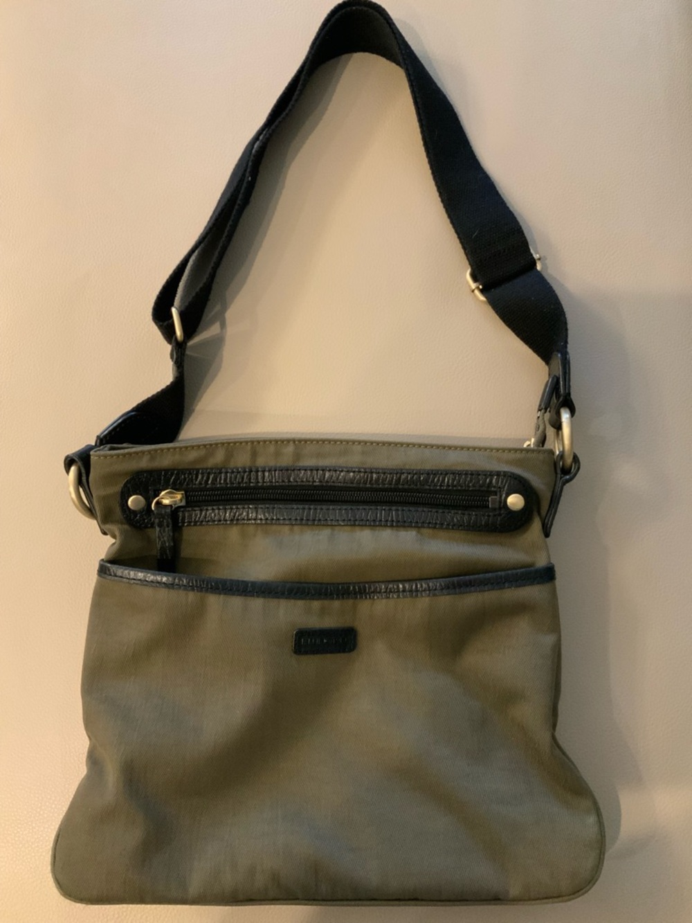Ellington Olive Green Crossbody Shoulder Bag with Black Trim - Picture 2 of 5